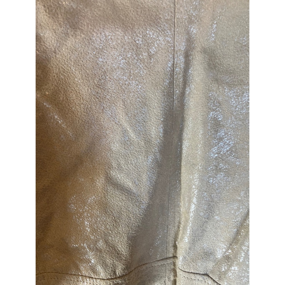Bradley Bayou Women's Shimmering Beige Silver Studded Leather Jacket Size Medium - Picture 11 of 11
